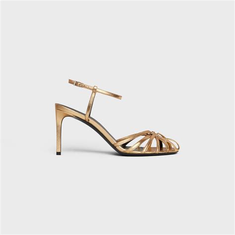 celine triomphe sandal in laminated lambskin gold|Women's Triomphe sandal in lambskin .